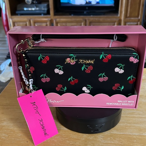 Betsey Johnson Handbags - BETSEY JOHNSON WALLET W/REMOVABLE WRISTLET! HANDCRAFTED “CHERRY BOMB” CHARM! NWT